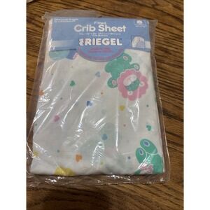 NEW VINTAGE RIEGEL STRETCH END CRIB SHEET TODDLER BED COLORFUL ZOO ANIMALS USA